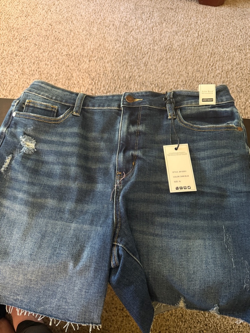 Judy Blue Dark Blue High-Waist Denim Shorts NEW